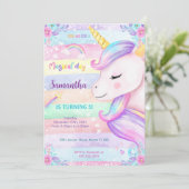 Magical Unicorn Einladung zum Geburtstag (Stehend Vorderseite)
