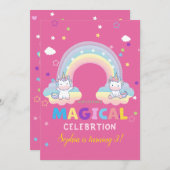 Magical Unicorn Einladung zum Geburtstag (Vorne/Hinten)