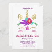 Magical Unicorn Einladung zum Geburtstag (Vorne/Hinten)