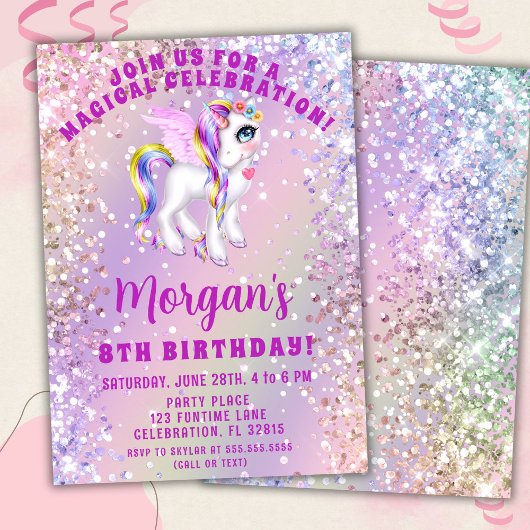 Magical Unicorn Einladung zum Geburtstag