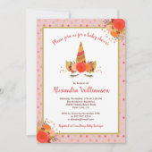 Magical Unicorn Fall Erntedank Girl Babydusche Einladung (Vorderseite)