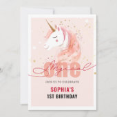 Magical Unicorn First Birthday Einladung (Vorderseite)