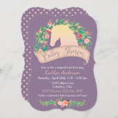 Magical Unicorn Floral Baby Dusche Einladung (Vorne/Hinten)