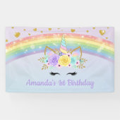 Magical Unicorn Floral Rainbow Birthday Banner (Horizontal)