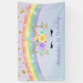 Magical Unicorn Floral Rainbow Birthday Banner (Vertikal)