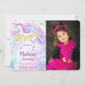 Magical Unicorn Foto Einladung (Vorderseite)