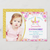 Magical Unicorn Foto Geburtstagseinladungen Einladung (Vorne/Hinten)