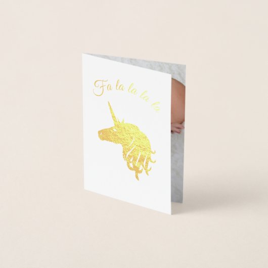 Magical Unicorn Foto Holiday Card Folienkarte (Vorderseite)