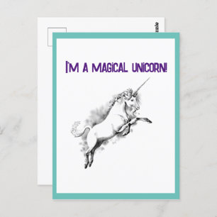 Magical Unicorn Funny Fantasy Magic Cartoon Postkarte