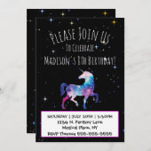 Magical Unicorn Galaxy Geburtstag Einladung (Vorne/Hinten)