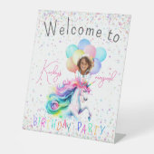 Magical Unicorn Geburtstag Begrüßungszeichen Sockelschild (Vorderseite)