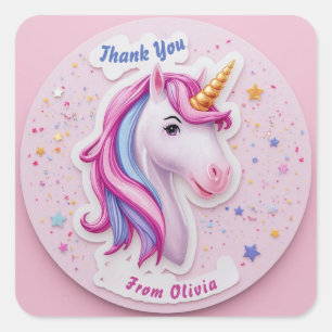 Magical Unicorn Geburtstag Danke Stickers - Mädche