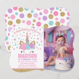 Magical Unicorn Geburtstag Einladung Pink Gold