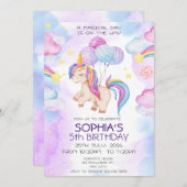 Magical Unicorn Geburtstag Einladung Regenbogen (Vorne/Hinten)