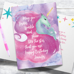Magical Unicorn Geburtstagskarte für Mädchen Karte
