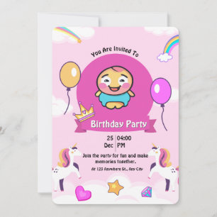 Magical Unicorn Geburtstagsparty Einladung
