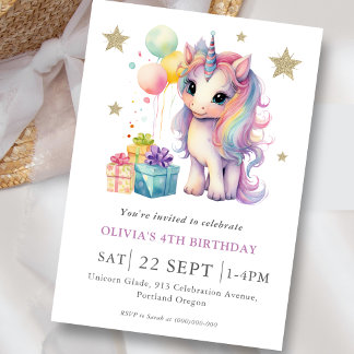 Magical Unicorn Geburtstagsparty Einladung