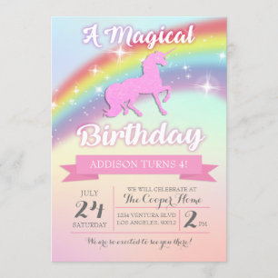 Magical Unicorn Geburtstagsparty Einladung