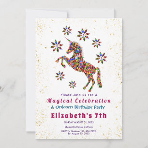 Magical Unicorn Geburtstagsparty Glitzer Personali Einladung