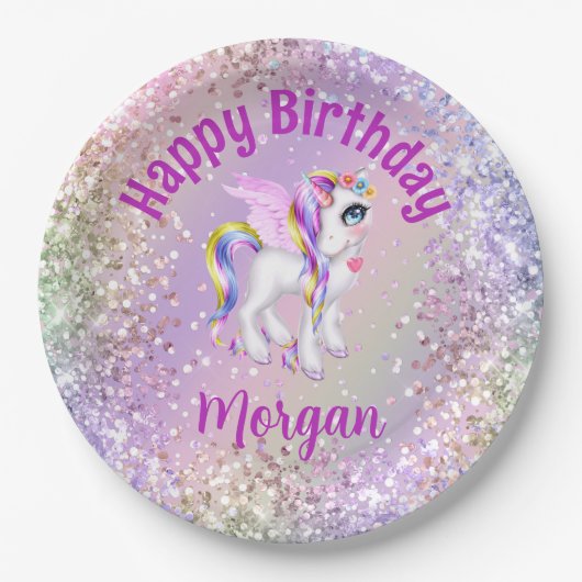 Magical Unicorn Geburtstagsparty Paper Pappteller (Vorderseite)