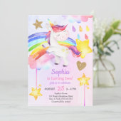 Magical Unicorn Girl Birthday Party Einladung (Stehend Vorderseite)