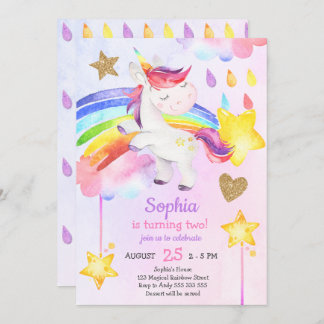 Magical Unicorn Girl Birthday Party Einladung