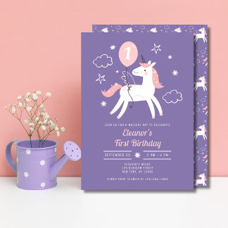 Magical Unicorn Girls 1. Geburtstag Einladung