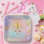 Magical Unicorn Girl's Birthday Pappteller (Party)