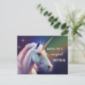 Magical Unicorn Girly Birthday Postkarte (Stehend Vorderseite)