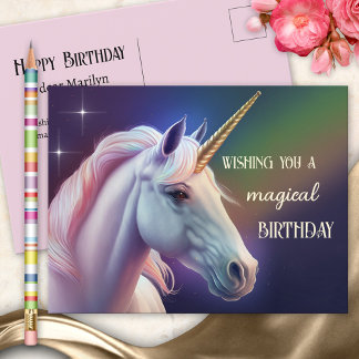 Magical Unicorn Girly Birthday Postkarte