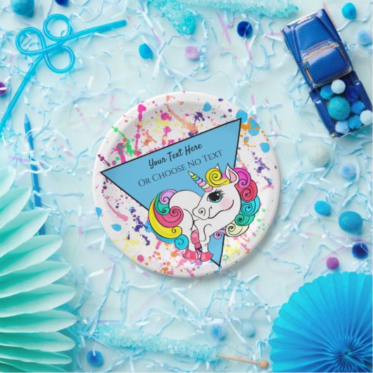 Magical Unicorn Girly Rainbow Retro Paint Spritzer Pappteller (Party)