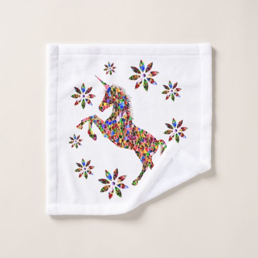 Magical Unicorn Glitzer Family personalisieren Badhandtuch Set (Waschlappen)