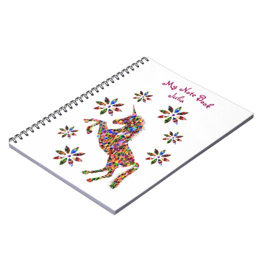Magical Unicorn Glitzer Shiny Girly personalize Notizblock (Linke Seite)