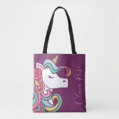 Magical Unicorn Gold Glitzer Personalisiert Girl's Tasche (Vorderseite)