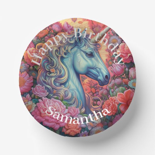 Magical Unicorn Happy Birthday Pappteller (Vorderseite)