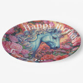 Magical Unicorn Happy Birthday Pappteller (Schrägansicht)