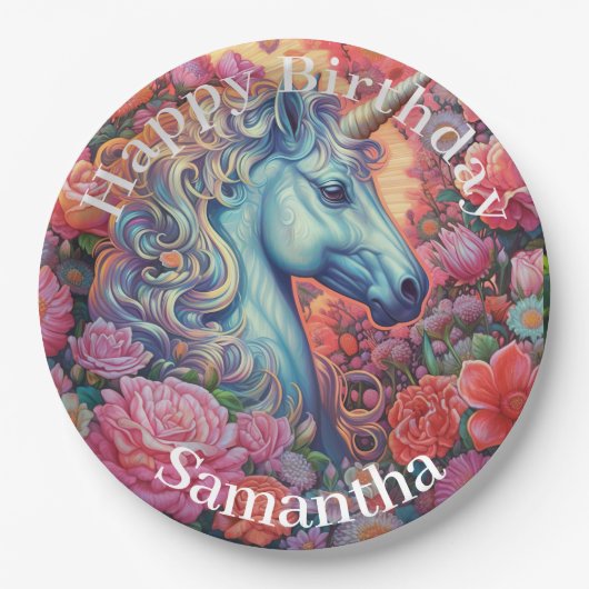 Magical Unicorn Happy Birthday Pappteller (Vorderseite)