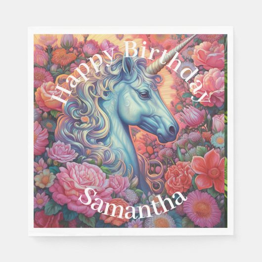 Magical Unicorn Happy Birthday Serviette (Vorderseite)