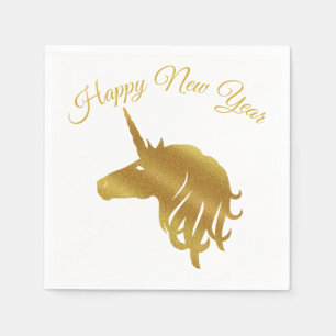 Magical Unicorn Happy New Year Napkin Serviette