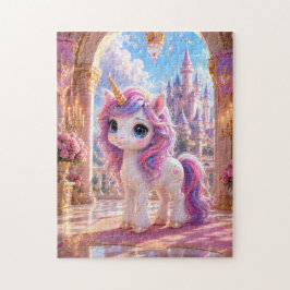 Magical Unicorn in a Fairytale Castle Jigsaw Puzzl Puzzle