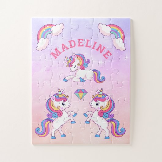 Magical Unicorn Kawaii Name Jigsaw Puzzle (Vertikal)