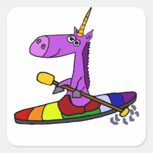 Magical Unicorn Kayaking Art Quadratischer Aufkleber