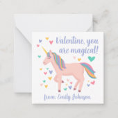Magical Unicorn Kids Classroom Valentine Card Mitteilungskarte (Vorderseite)
