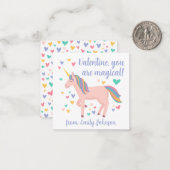 Magical Unicorn Kids Classroom Valentine Card Mitteilungskarte (Vorderseite/Rückseite Beispiel)