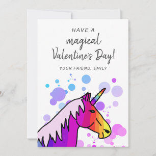 Magical Unicorn Kinder Klassenzimmer Valentine Tag Feiertagskarte