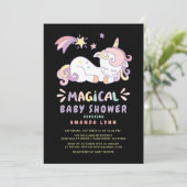 Magical Unicorn Kinderdusche Einladung (Stehend Vorderseite)