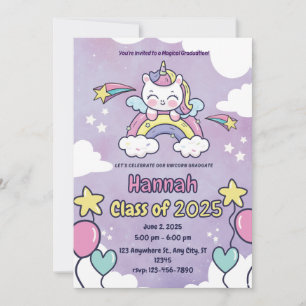 Magical Unicorn Kindergarten Abschluss Einladung