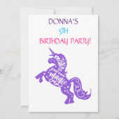 "MAGICAL UNICORN"-KINDERGEBURTSTAG-PARTY EINLADUNG (Vorderseite)