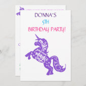 "MAGICAL UNICORN"-KINDERGEBURTSTAG-PARTY EINLADUNG (Vorne/Hinten)
