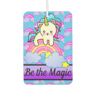 Magical Unicorn Kitty Cat on Sparkle Rainbow Autolufterfrischer